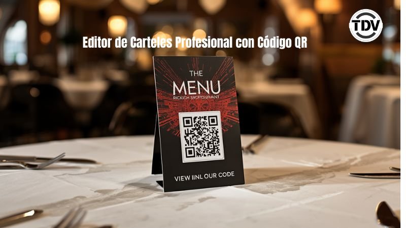 Imagen De Mostrando Editor De Carteles Profesional Con Codigo Qr
