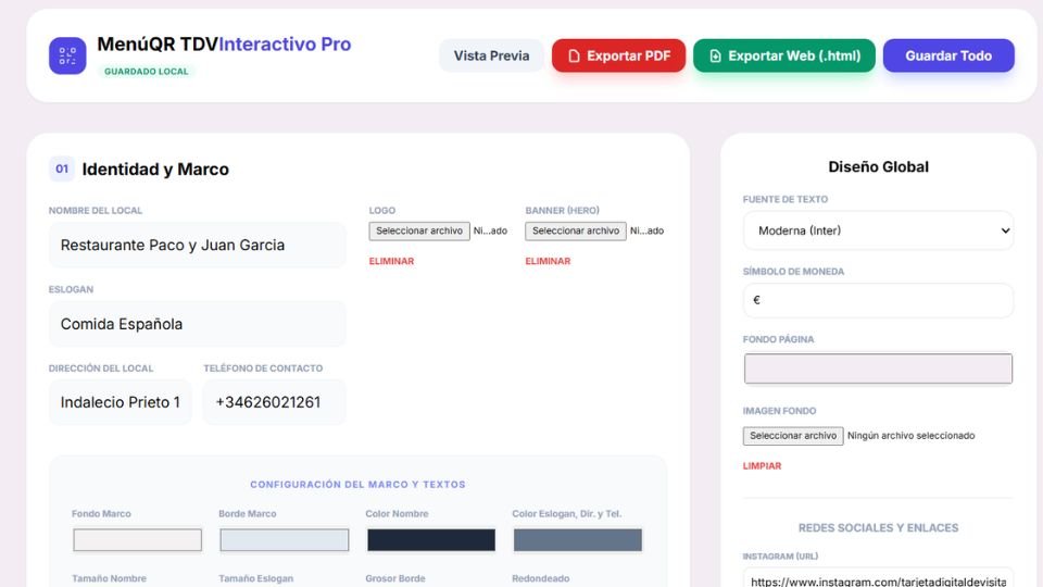 Creador de Menús Interactivos Para Restaurantes